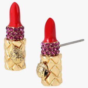Kurt Geiger Lipstick Stud Earrings Pave Crystal Cubic Zirconia NWT